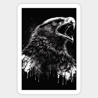 portrait of soaring hawk with open mouth (Dark) Sticker